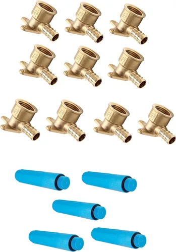 Vista 8 de Paquete de 2 codos de oreja NPT hembra EFIELD Pex de 1/2 pulgada x 1/2 pulgadas, accesorio de latón para transición de Pex a roscado (PEX1807154)