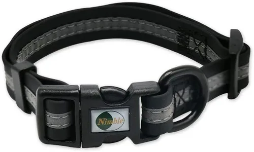 Vista 13 de NIMBLE Collar de perro impermeable para mascotas, ajustable, reflectante, duradero, flexible, de nailon con revestimiento de polímero, collares