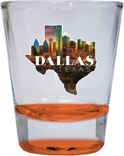Vista 4 de Dallas Texas Design C Souvenir - Vaso de chupito redondo de 1.5 onzas, color azul