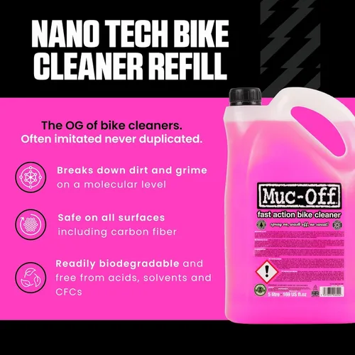 Vista 2 de Muc-Off Nano-Tech - Limpiador de bicicletas, 5 litros, líquido de limpieza de bicicletas de acción rápida, biodegradable, seguro en todas