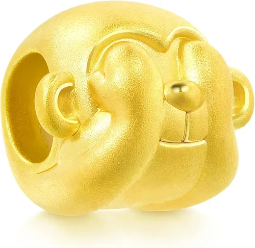 Vista 4 de CHOW SANG SANG 999 - Pulsera de oro macizo de 24 quilates con dije de mono sabio See No Evil para mujer 88285C, Metal, no conocido