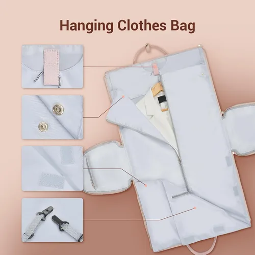 Vista 5 de Bolsas de ropa para viajes para mujer, Rosado, Lindo