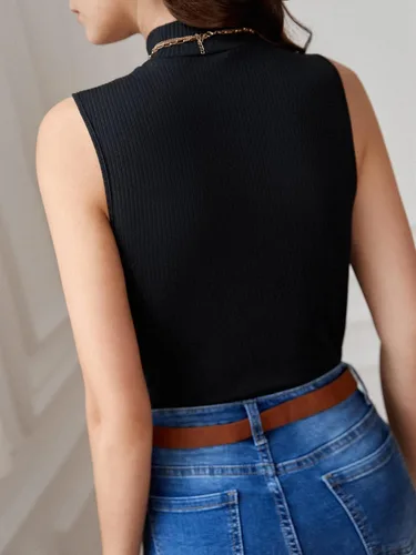 Vista 2 de Verdusa Body sin mangas con cuello alto falso para mujer