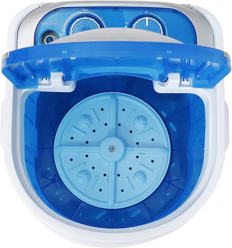 Vista 7 de Mini Lavadora Portátil, Pequeña Lavadora Compacta de 4.4 libras de Capacidad con Cesta de Ciclo de Centrifugado y Manguera de Drenaje Lavadora