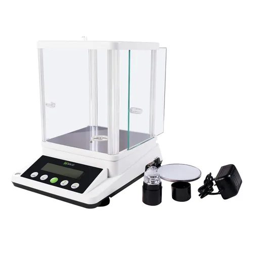 Vista 4 de Balanza analítica digital sólida de EE. UU., 3.88 oz x 0.00 oz, báscula de laboratorio de alta precisión con 2 pantallas LCD delanteras y traseras