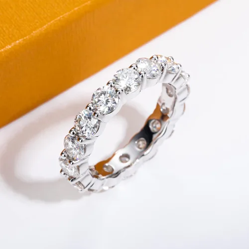 Vista 6 de AimiIee Moissanite Eternity Rings 1cttw D Color VVS1 Clarity Round Brilliant Cut Moissanite Diamond S925 Sterling Silver Stackable Wedding