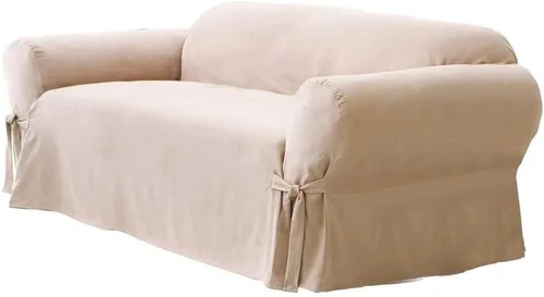 Vista 33 de SURE FIT funda para silla con alas y cojín en T de gamuza suave, de una pieza, ajuste relajado, poliéster, lavable a máquina, color chocolate