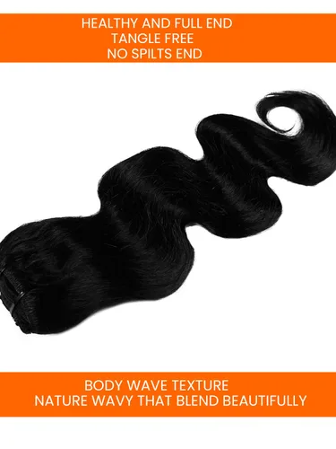 Vista 2 de Extensiones de cabello humano ondulado con clip, cabello humano virgen de primera calidad, sin costuras, doble trama, color negro natural
