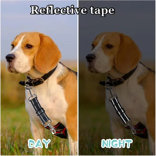 Vista 3 de Correa de seguridad para perro con clip de respaldo para collar de bañera, correa de seguridad de respaldo para perro, ajustable, reflectante