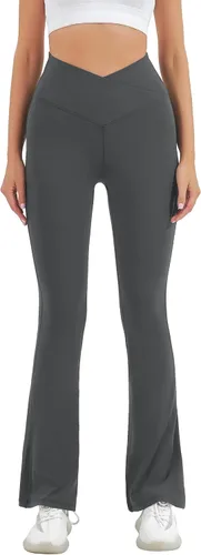 Vista 71 de HEGALY Pantalones de yoga acampanados para mujer, leggings cruzados, suaves, de cintura alta, pantalones casuales de entrenamiento con corte de bota