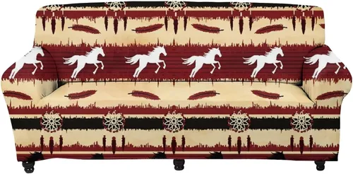 Vista 7 de Forchrinse Funda de sofá con estampado navajo africano para sofá de 1 cojín, funda elástica para sofá, protector de muebles para casa rural, hogar