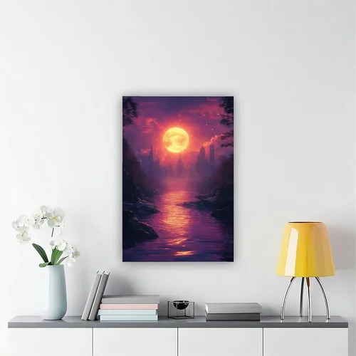 Vista 6 de XAHOR Impresión abstracta de onda sintética de vaporwave – Póster digital de neón de paisaje de ensueño – Decoración de pared retro moderna