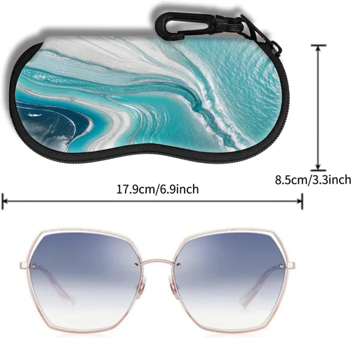Vista 21 de Hion Sunglasses Case Ultra Light Neoprene Zipper Eyeglass Soft Case with Belt Clip