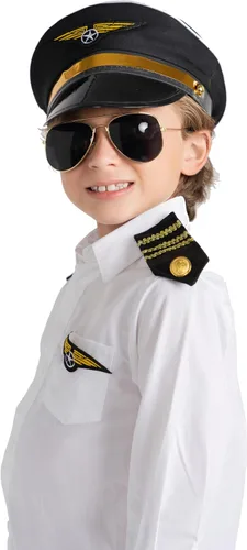 Vista 2 de Dress Up America Conjunto de disfraz de piloto - Conjunto de accesorios de disfraz de piloto de aerolínea para niños y adultos