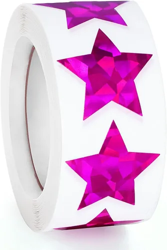Vista 10 de 500 calcomanías de estrellas multicolor para recompensas infantiles, calcomanías holográficas de estrellas de 1 pulgada para bricolaje