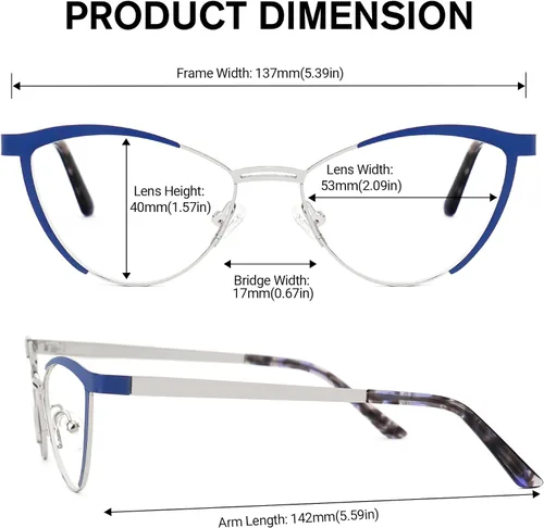 Vista 5 de Zeelool Gafas de bloqueo de luz azul ojo de gato de metal para mujer Sydney FM0125