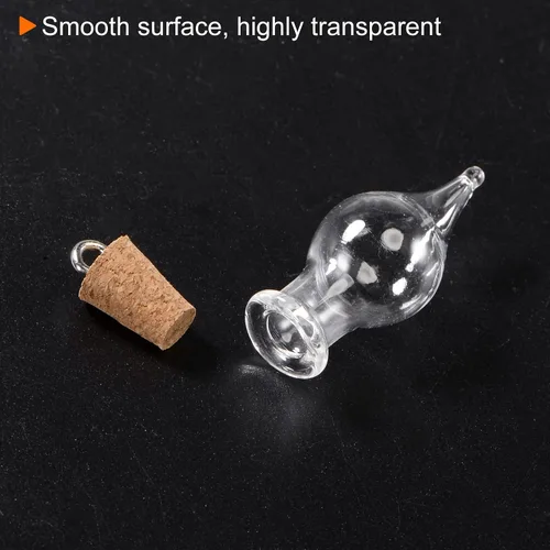 Vista 5 de HARFINGTON 20 mini botellas de vidrio con tapones de corcho, pequeños frascos de vidrio en forma de un solo punto, pequeños frascos de vidrio