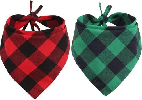 Vista 4 de 2 unidades de bandana de perro de Navidad para mascotas, bufanda triangular Rojo 2 piezas