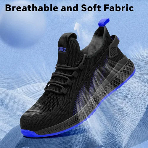 Vista 3 de SPIEZ Zapatos de seguridad unisex con puntera compuesta, a prueba de pinchazos, transpirables, zapatos de trabajo para hombres y mujeres, tenis