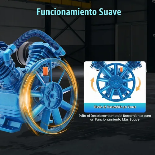 Vista 3 de LOYALHEARTDY Cabezal de bomba de compresor de aire 3HP 175PSI doble cilindro V estilo V reemplazo de la bomba del compresor de aire, cilindro de Azul