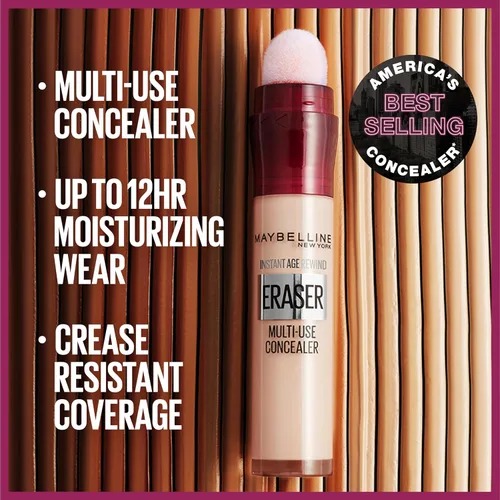 Vista 4 de Maybelline Instant Age Rewind Eraser - Corrector multiusos para tratamiento de círculos oscuros, 100, 1 unidad (el embalaje puede variar)