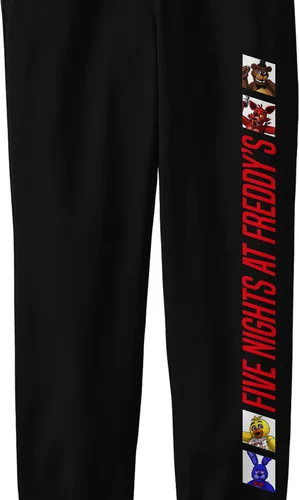 Vista 2 de Five Nights at Freddy's Vertical Title with Boxed Characters Youth Black Graphic Jogger Pants