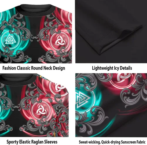 Vista 5 de Camisa de compresión azteca de manga larga de capa base Skins Performance Fit Rash Guard MMA BJJ tela elástica
