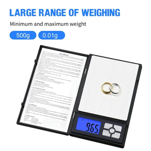 Vista 3 de UNIWIGH - Báscula digital de bolsillo de 0.00 oz de precisión, 17.64 oz de alta precisión, peso digital de cocina gramo y oz para alimentos, joyas