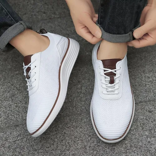 Vista 6 de BSROT Zapatos Oxfords de malla para hombre, zapatos casuales de negocios, oficina, caminar, zapatos deportivos ligeros