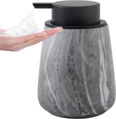 Vista 27 de Dispensador de jabón de manos de espuma de 12 onzas, dispensador de jabón espumoso negro para baño con bomba fácil de presionar, dispensador