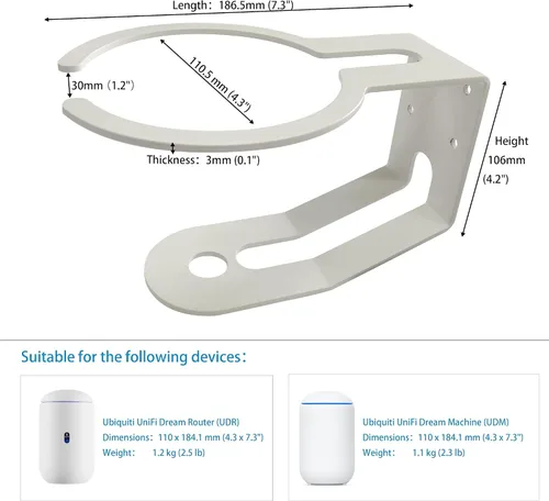 Vista 2 de Soporte de montaje en pared personalizado para máquina UniFi Dream y enrutador UniFi Dream Router, asegurando seguridad y estabilidad - 1 unidad