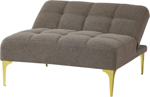 Vista 7 de Polibi Sofá moderno con almohada abatible, sofá cama plegable convertible con respaldo ajustable y patas doradas, sofá individual, tela de peluche