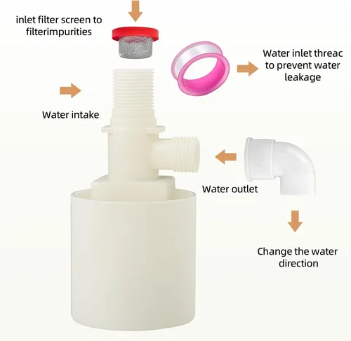 Vista 4 de Válvula de flotador de agua, entrada de 1/2 pulgada, control de nivel de agua, tanque de agua, válvula de flotador tradicional para control