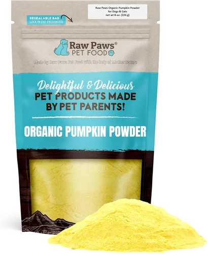 Vista 7 de Raw Paws Polvo de calabaza orgánico para perros y gatos (4 onzas) - Fabricado en Estados Unidos - Fibra para gatos - Taburete saludable - Alivio