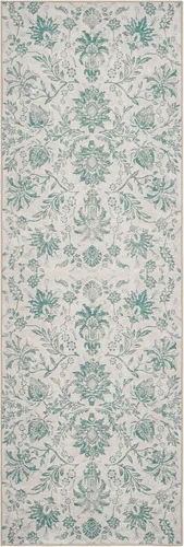Vista 338 de jinchan Lima - Alfombra simétrica floral geométrica lavable, alfombra de entrada de medio círculo de 2 x 3, alfombra de media luna, suave y Azul