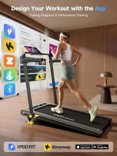 Vista 8 de YPOO Walking Pad Treadmill with Incline, 2-in-1 Under Desk Walking Pad with Foldable Handlebar, 0.5-6.2 MPH Portable Treadmill for Home Office, 2.5