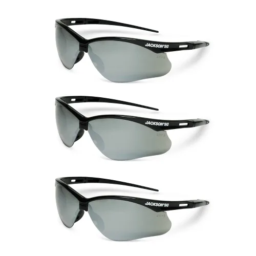 Vista 8 de Jackson Safety SG - Lentes de seguridad para hombres y mujeres, lentes antiarañazos con marco negro, ANSI Z87.1, paquete de 3 (varios estilos)