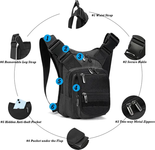 Vista 3 de NICGID Riñonera para la pierna, bolsa de muslo, bolsa de pierna caída, bolsas de cintura de senderismo para hombres y mujeres, bolsa de viaje al