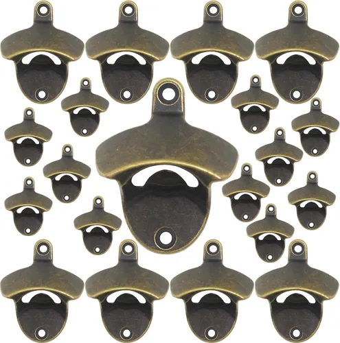 Vista 18 de Abrebotellas montado en la pared, bronce antiguo, abridor de tapa de cerveza montable, acero inoxidable (paquete de 1)