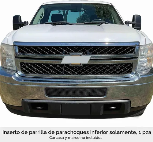 Vista 3 de APS Compatible con Chevy Silverado 2500HD 3500HD 2011-2014 Parachoques inferior de acero inoxidable de malla negra Rejilla frontal Inserto C76832H