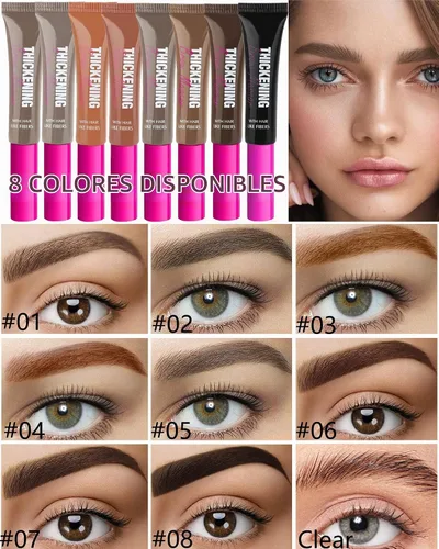 Vista 3 de Kit de gel de cejas teñido impermeable, gel de rímel de cejas engrosante y pegamento de cejas de ajuste transparente, crema de cejas de relleno