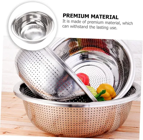 Vista 8 de UPKOCH Colador de metal Colador de malla fina, 1 colador de acero inoxidable, colador de lavado de arroz, colador de metal, escurridor de frutas