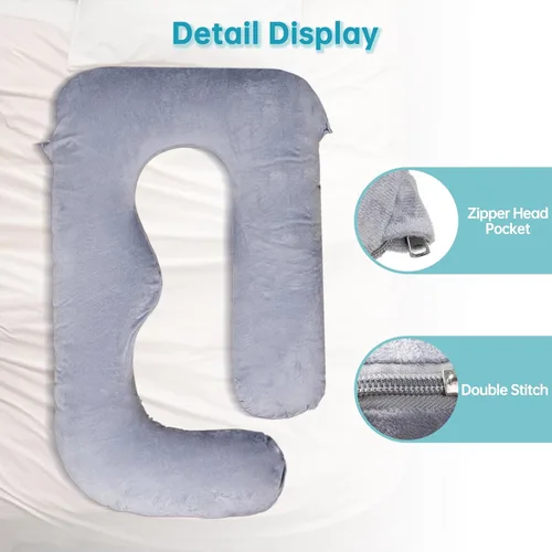 Vista 6 de Funda de repuesto para almohada de embarazo compatible con almohadas Momcozy, extraíble y lavable, funda de almohada suave en forma de U, protector