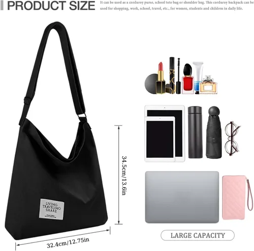 Vista 14 de Bolsa de lona con diseño de bolsillo externo, aspecto elegante, correa de hombro ajustable