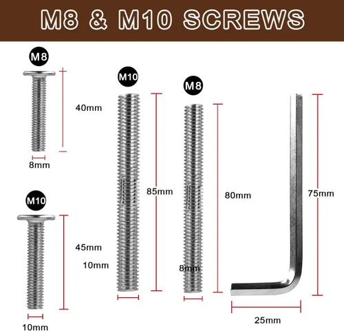 Vista 2 de Tornillos M10 y M8 de repuesto para poste rascador para gatos ChengFu Tornillos de poste rascador para gatos con llave Allen, 4 pernos roscados