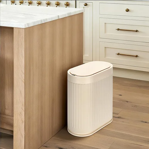 Vista 7 de SYNCVIBE Basurero de baño con tapa, cubo de basura automático con sensor de 2 galones, cubo de basura inteligente de 7.5 litros, sensor