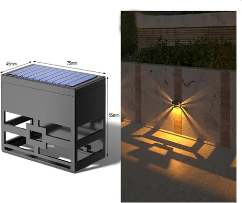 Vista 2 de Lxcom Lighting Luces solares decorativas de pared, luces solares para vallas, luces solares para exteriores, luz de cubierta, impermeable, luces