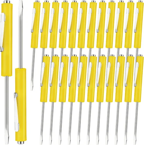 Vista 16 de Honoson 10 Piezas de Destornillador de Bolsillo Mini con Parte Superior y Clips de Bolsillo Magnéticos, Destornillador Pequeño Ranurado con Cabeza