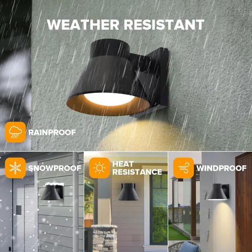 Vista 2 de UME Paquete de 2 lámparas de pared LED para exteriores, farol de pared al aire libre de anochecer a amanecer, accesorios de lámpara de pared Negro