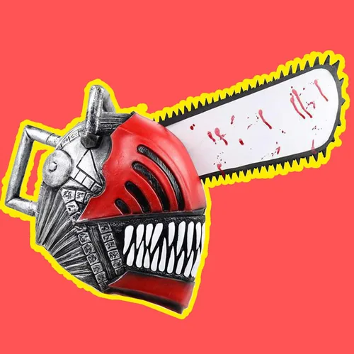 Vista 4 de DFSETOGO Máscara de hombre de motosierra Denji Pochita, accesorios para la cabeza, disfraz de demonio, máscara de látex Denji para fiesta